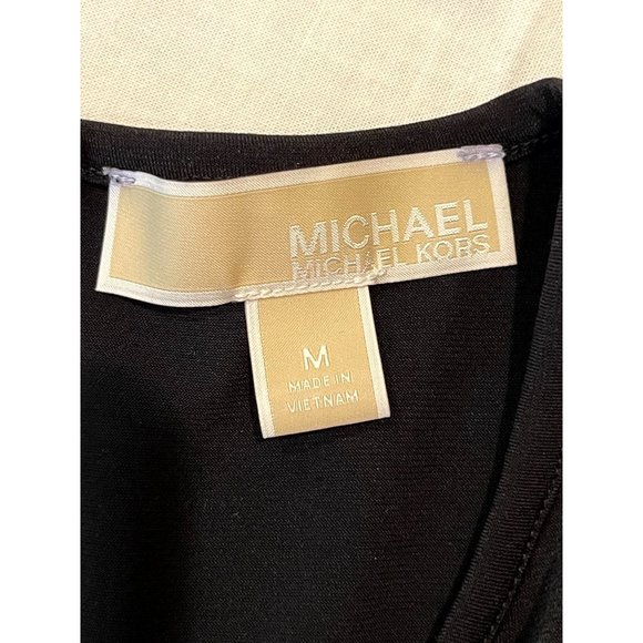 Michael Kors Women Shift Midi Dress Round Neck Back Zip 3/4 Sleeve Black Size M - Picture 10 of 12